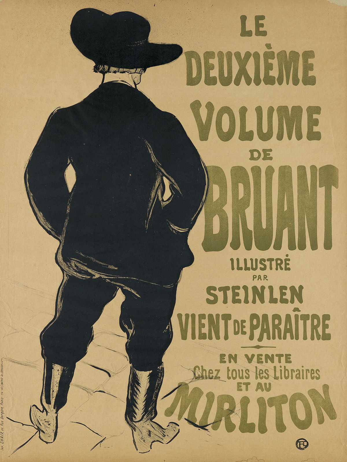 HENRI DE TOULOUSE-LAUTREC (1864-1901). LE DEUXIÈME VOLUME DE BRUANT / MIRLITON. 1893. 32x23 inches, 81x60 cm. Chaix, Paris.